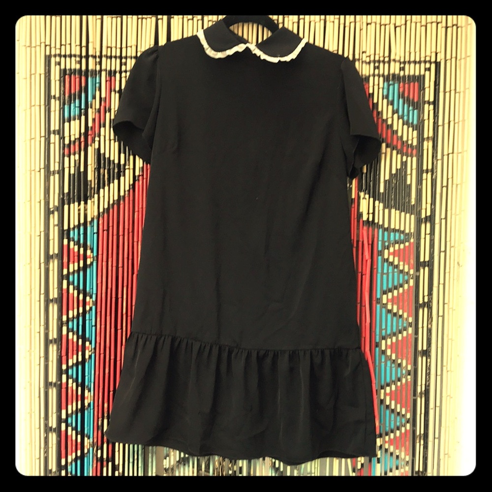 Peter Pan Collared Mini Dress With White Trim